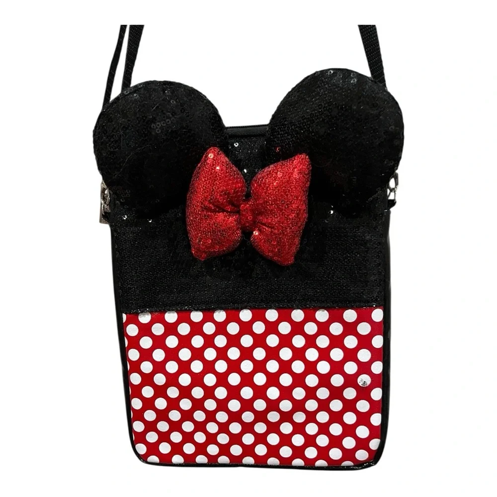 Disney Parks Mini Mouse sparkly polka dot crossbody bag tablet bag